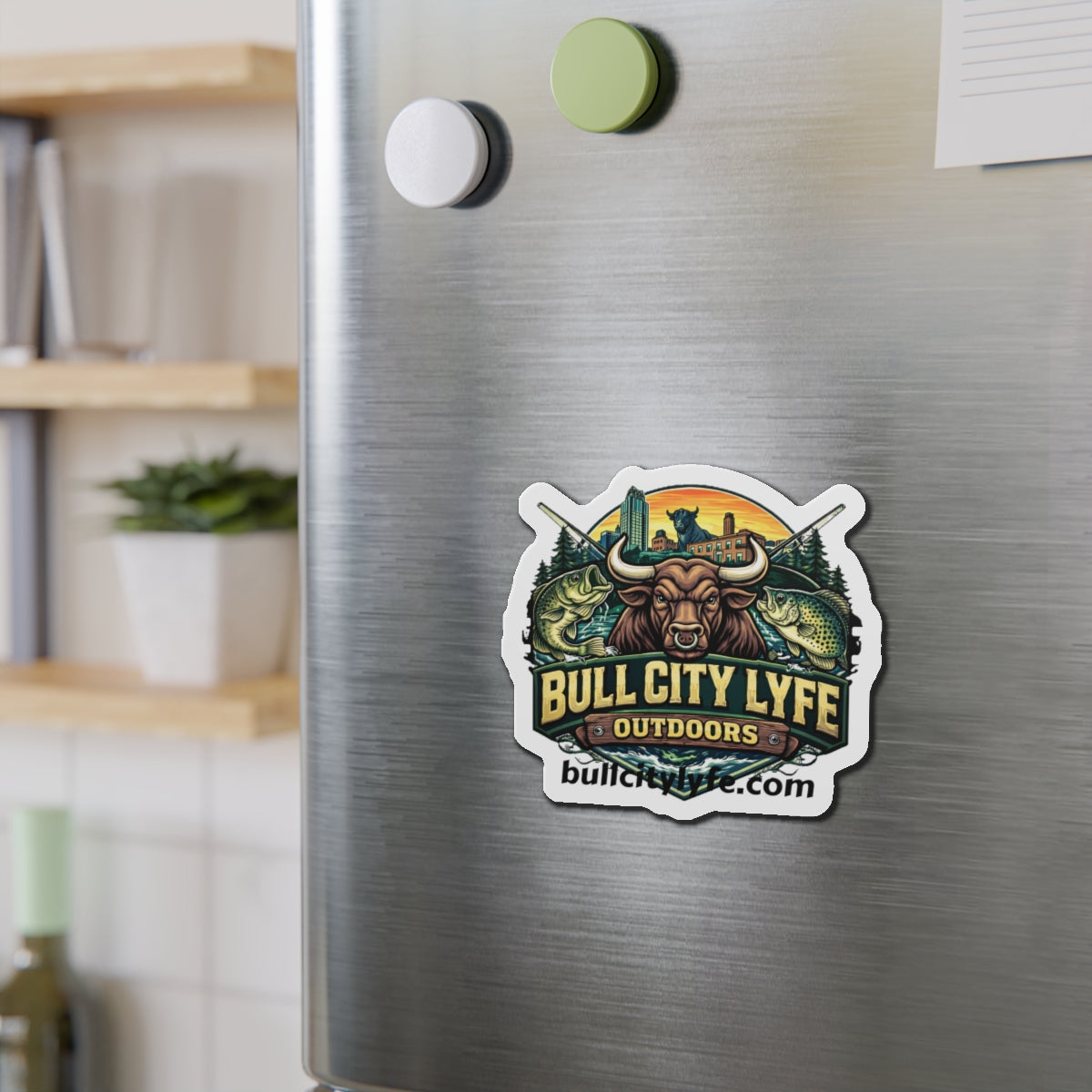 Bull City Lyfe Outdoors Die-Cut Magnet — Fishing & Outdoors Badge