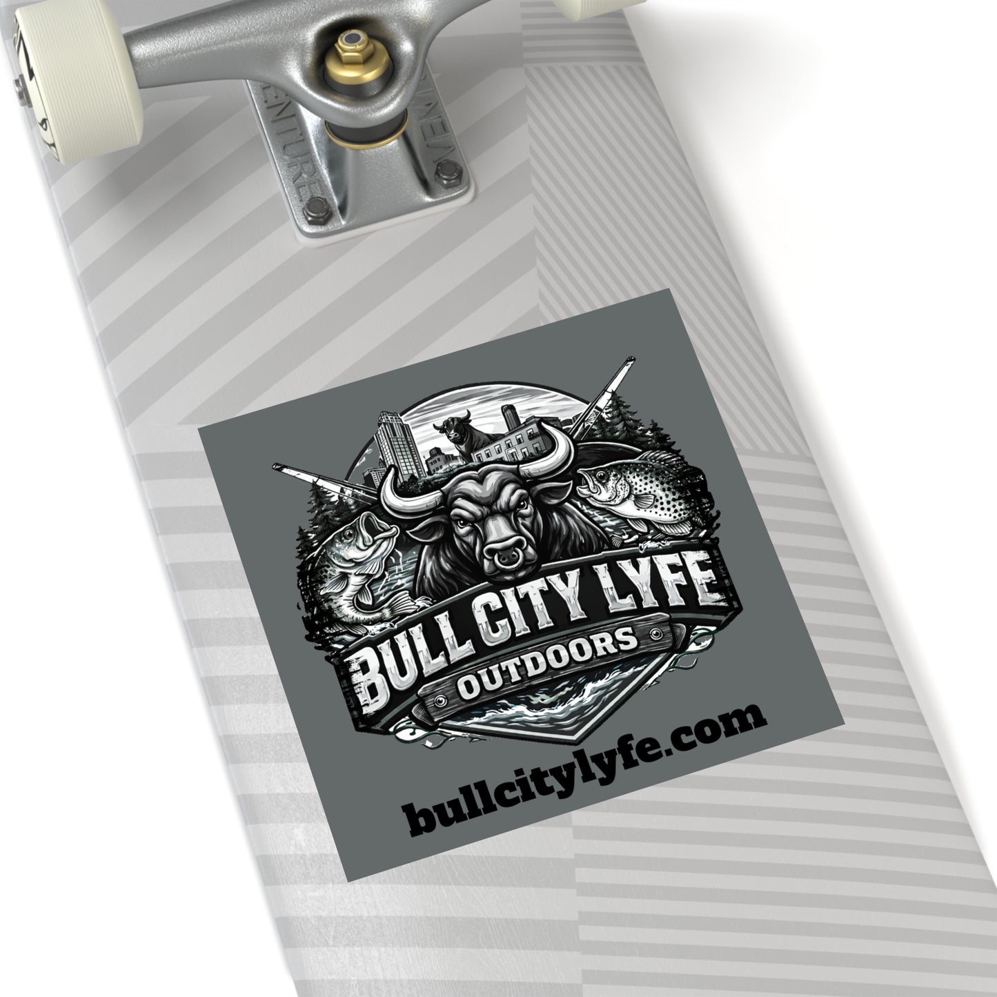 Bull City Lyfe Outdoors Sticker — Durham NC Fishing & Hunting Logo (Square, Indoor/Outdoor)
