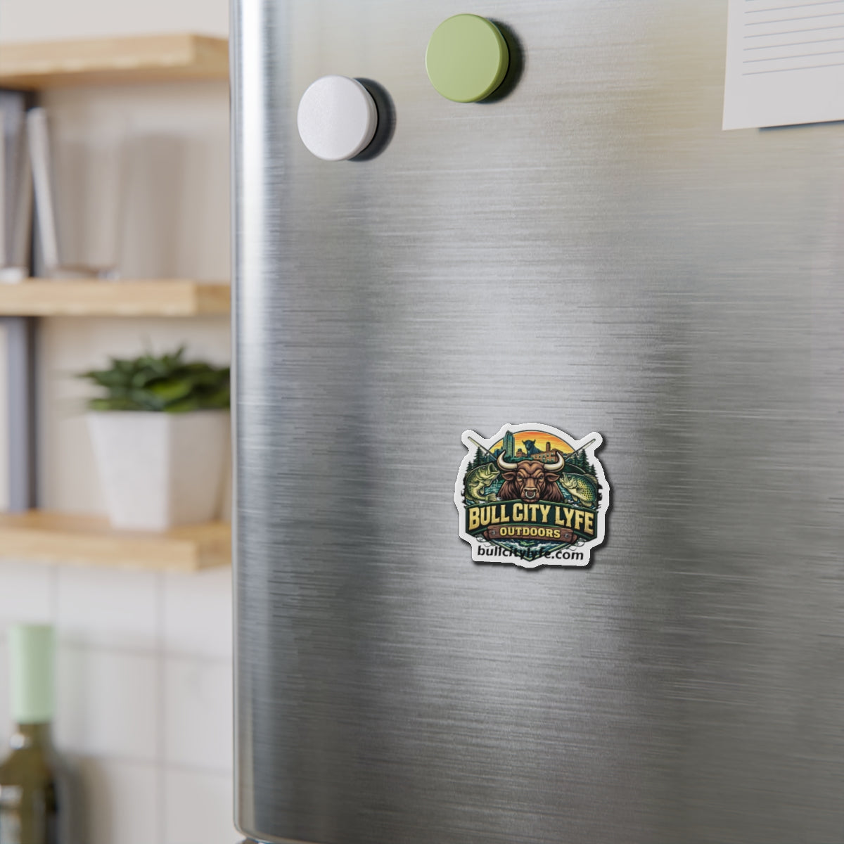 Bull City Lyfe Outdoors Die-Cut Magnet — Fishing & Outdoors Badge