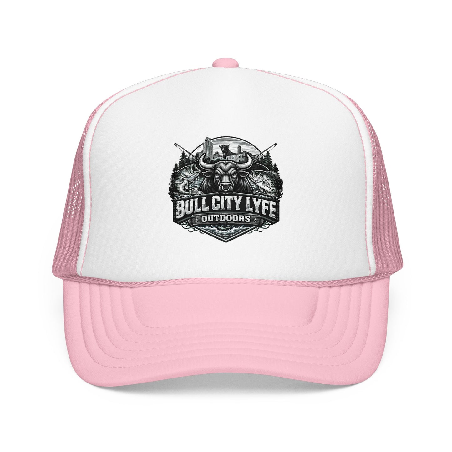 Bull City Lyfe Outdoors Foam Trucker Hat — Vintage Fishing & Hunting Logo Cap