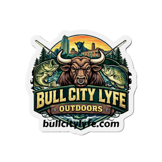 Bull City Lyfe Outdoors Die-Cut Magnet — Fishing & Outdoors Badge