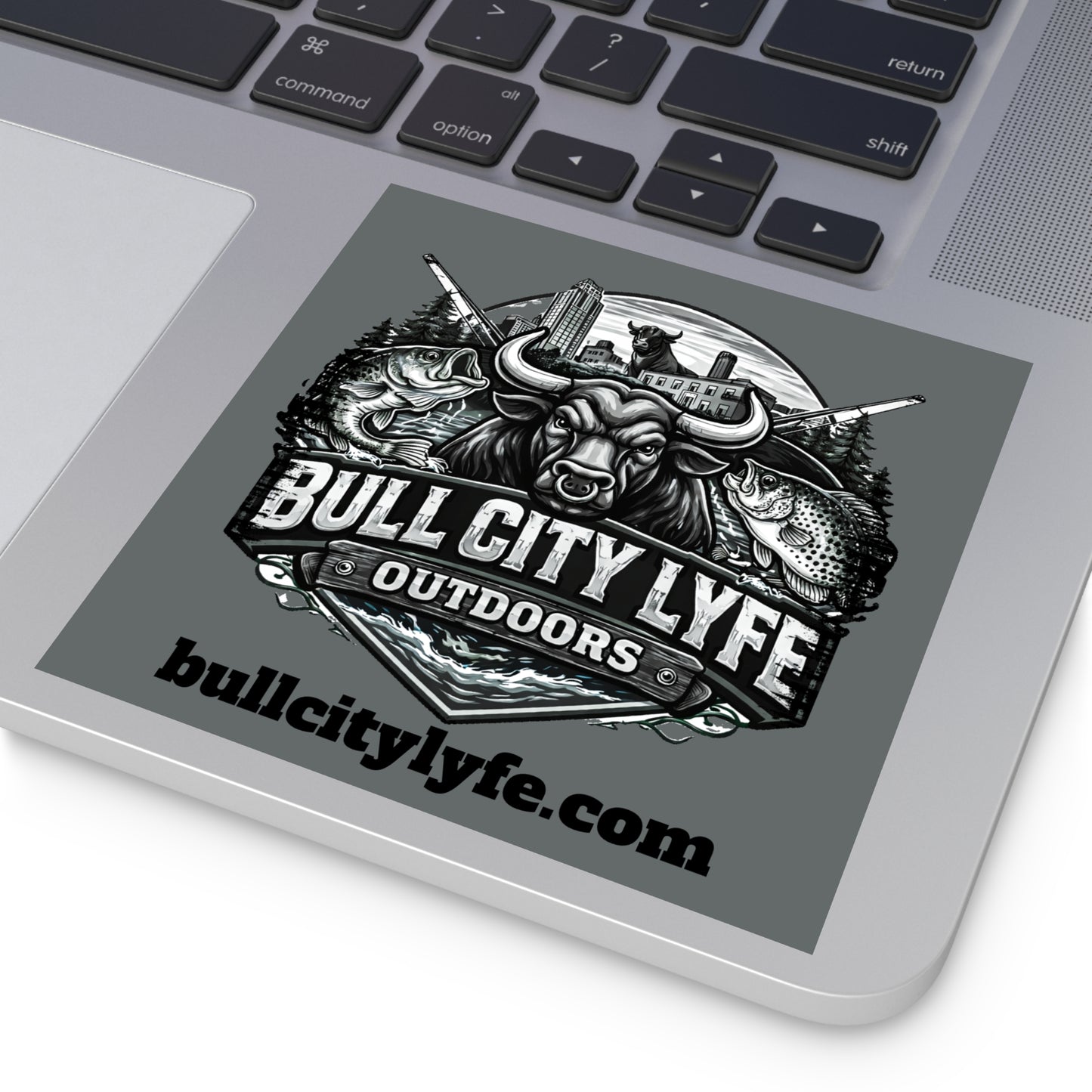 Bull City Lyfe Outdoors Sticker — Durham NC Fishing & Hunting Logo (Square, Indoor/Outdoor)