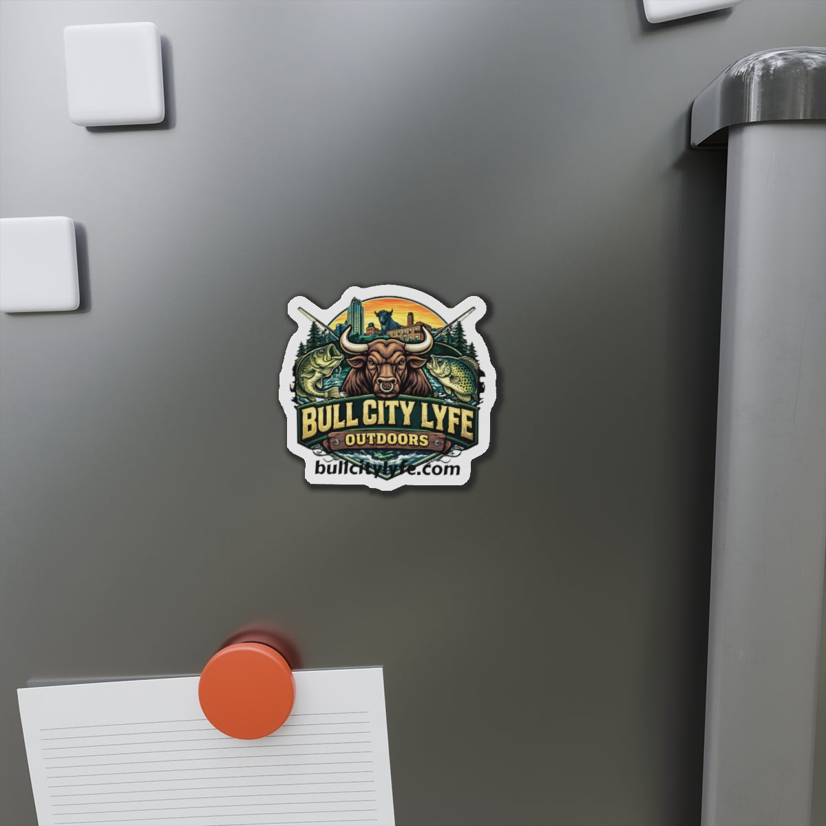 Bull City Lyfe Outdoors Die-Cut Magnet — Fishing & Outdoors Badge
