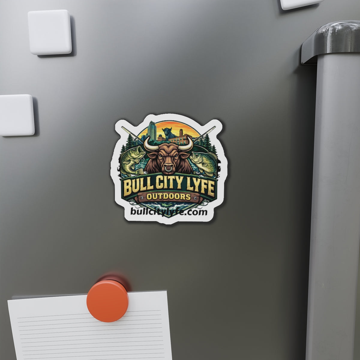 Bull City Lyfe Outdoors Die-Cut Magnet — Fishing & Outdoors Badge