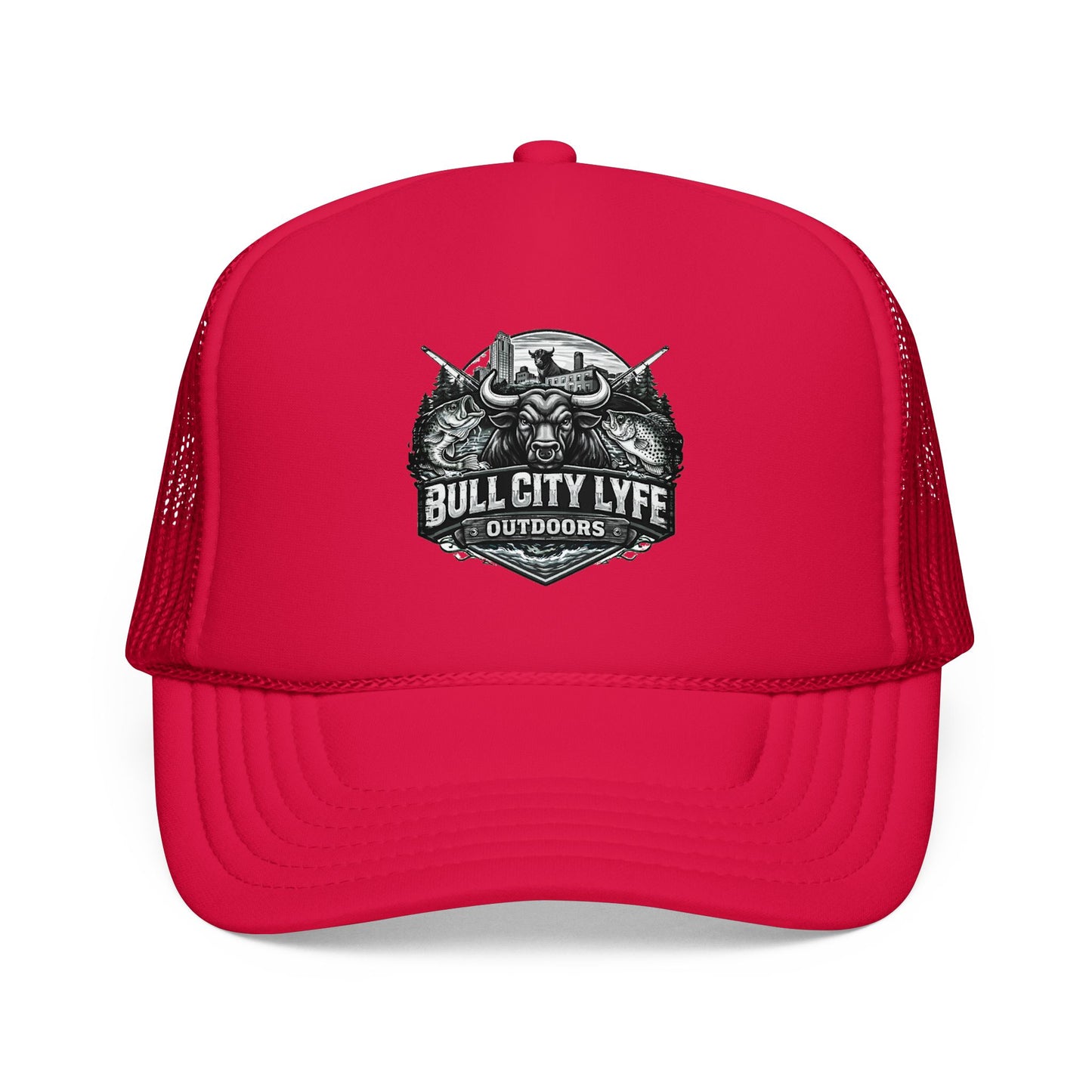 Bull City Lyfe Outdoors Foam Trucker Hat — Vintage Fishing & Hunting Logo Cap